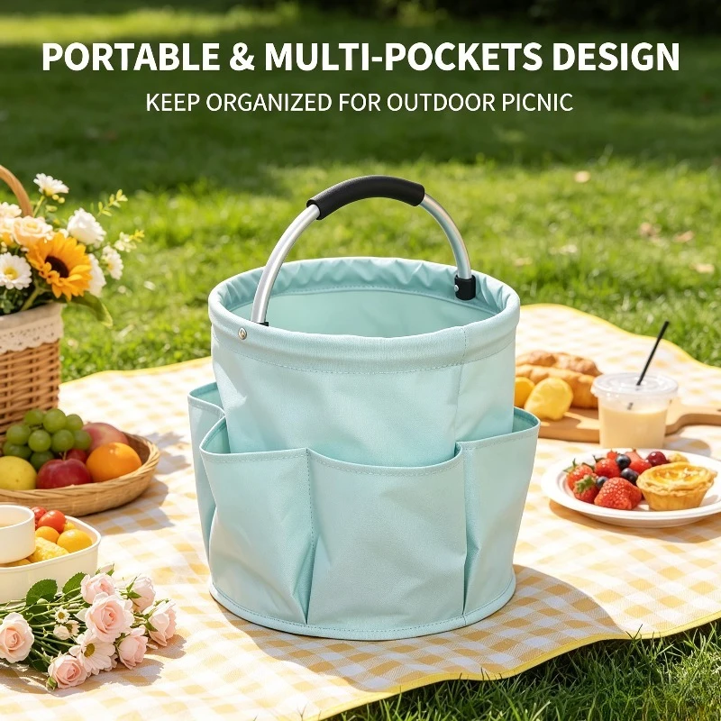 Cesta de picnic plegable para camping y playa, portátil - imagen 4