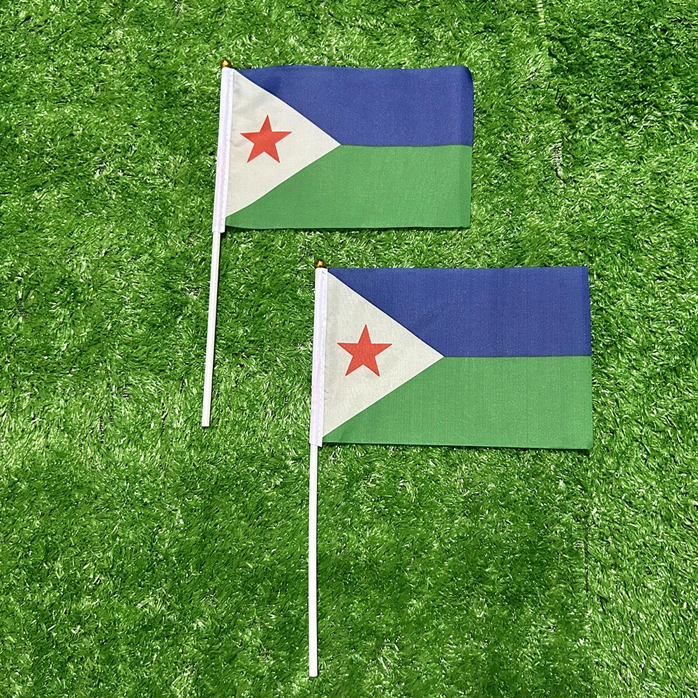 Bandera de Djibouti en poliéster con asta de plástico para exterior - imagen 5