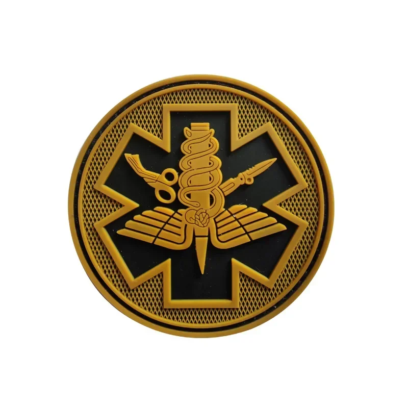 Parche táctico médico calavera PVC 3D con caduceo