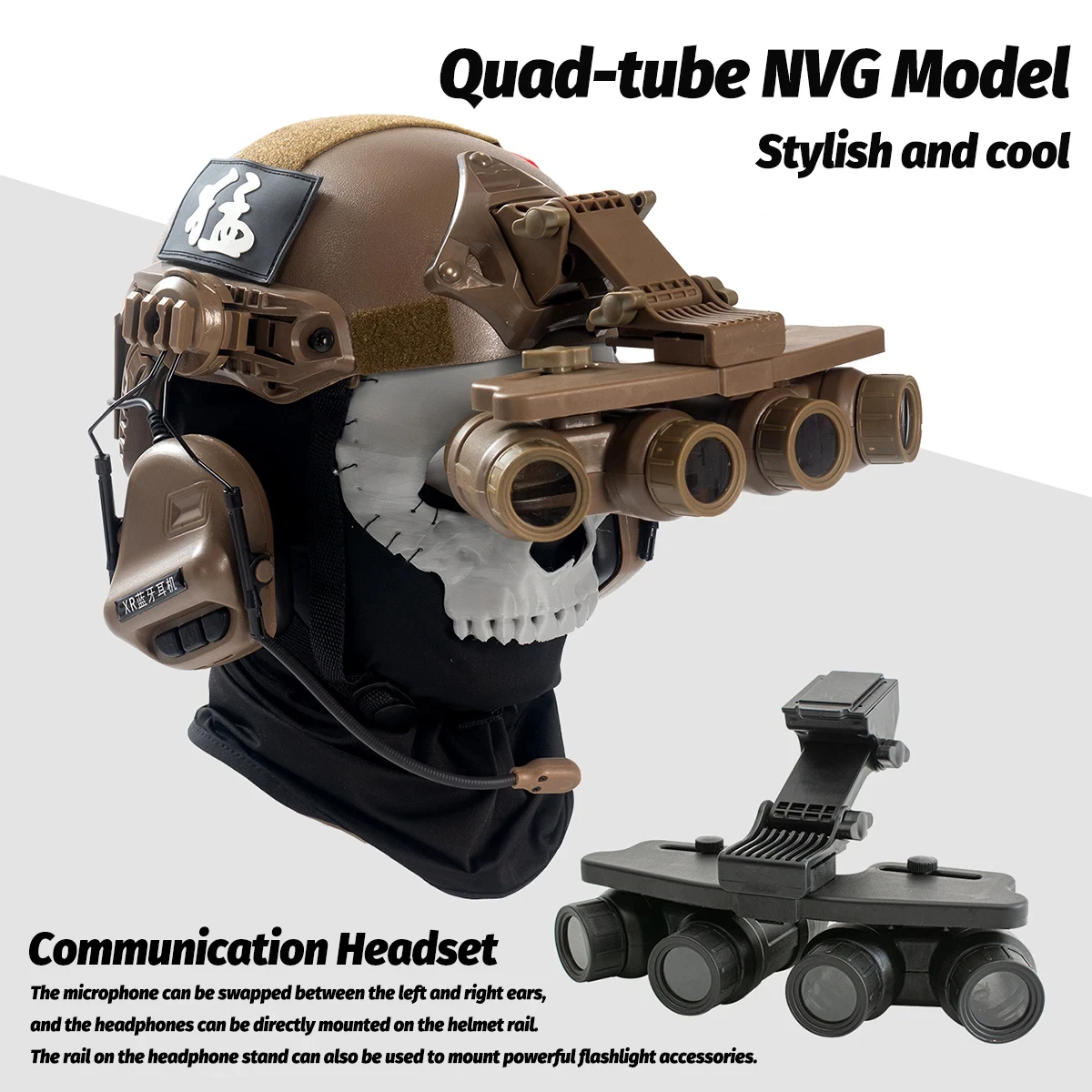Casco táctico airsoft infantil con máscara NVG y auriculares - imagen 3