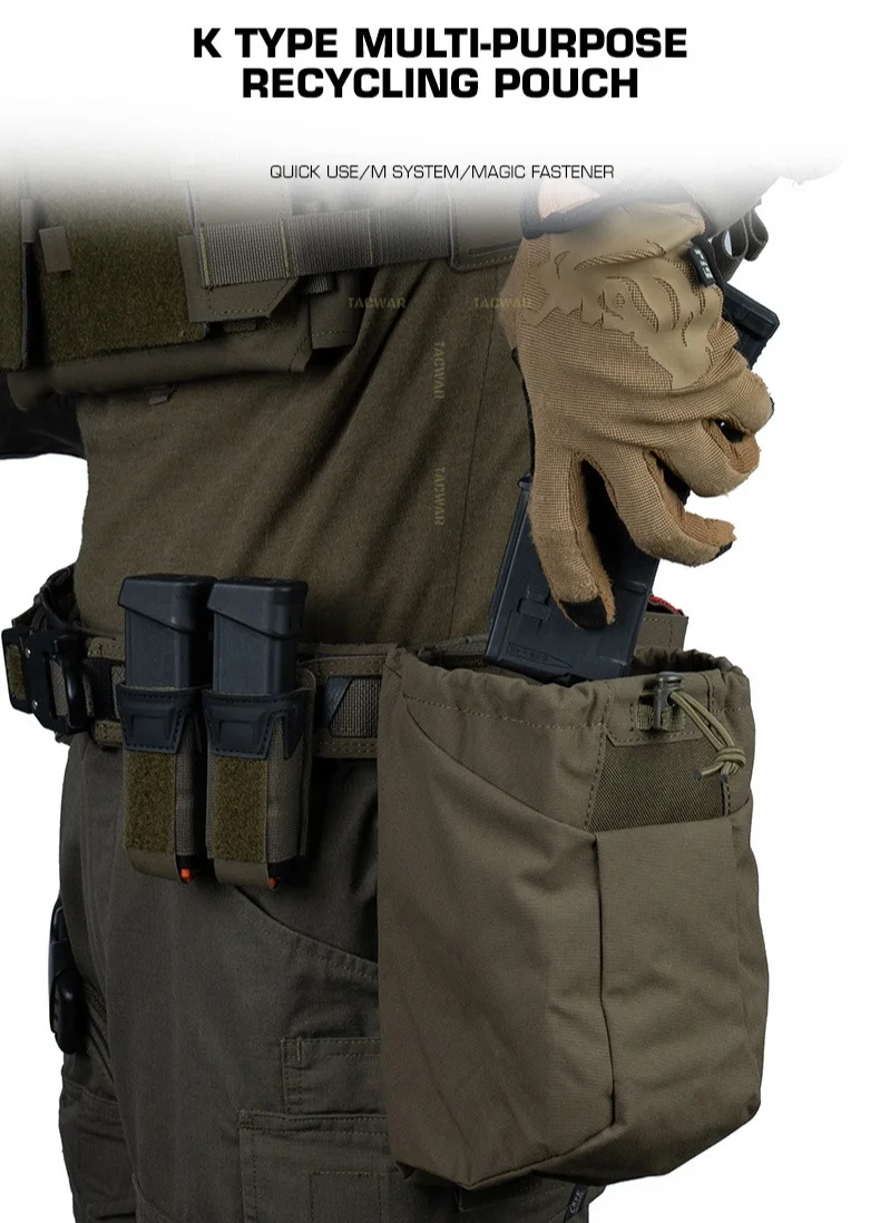 Bolsa táctica plegable tipo dump pouch