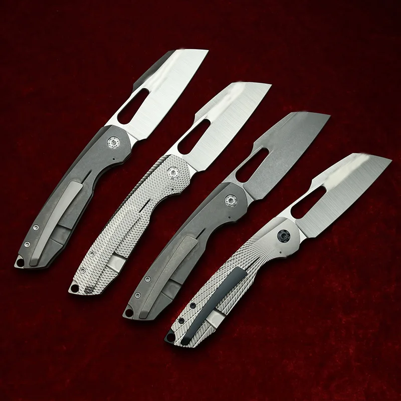 Cuchillo plegable EDC LEMIFSHE titanio STR, rodamiento cerámico 154CM