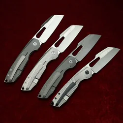 Cuchillo plegable EDC LEMIFSHE titanio STR, rodamiento cerámico 154CM