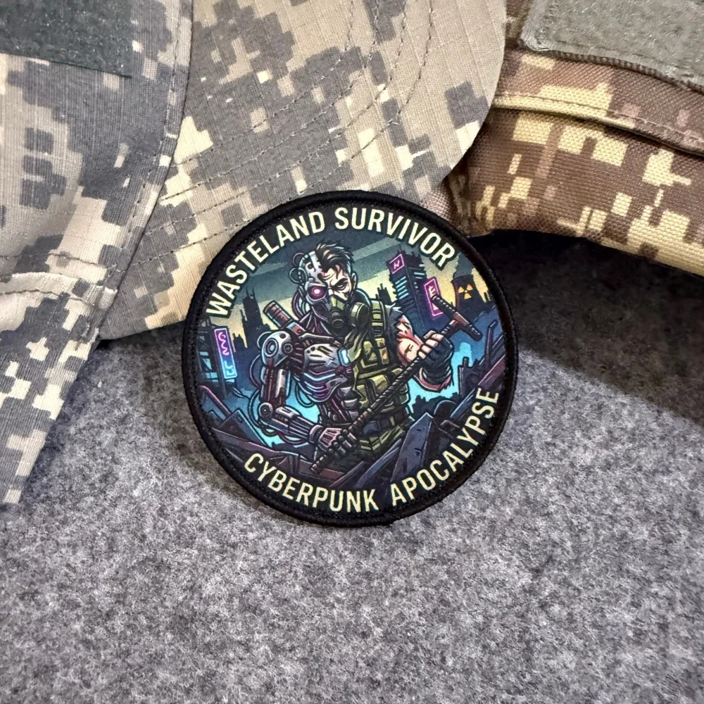 Parche táctico velcro ciber soldado con máscara antigás futurista - imagen 3