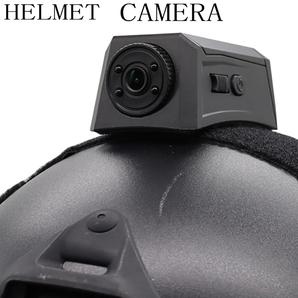 Vista frontal del casco táctico con cámara