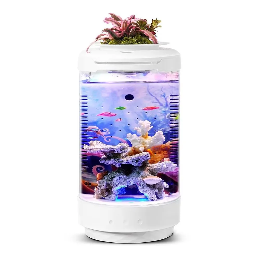 Acuario de escritorio LED plástico con filtro y luz para peces - imagen 4