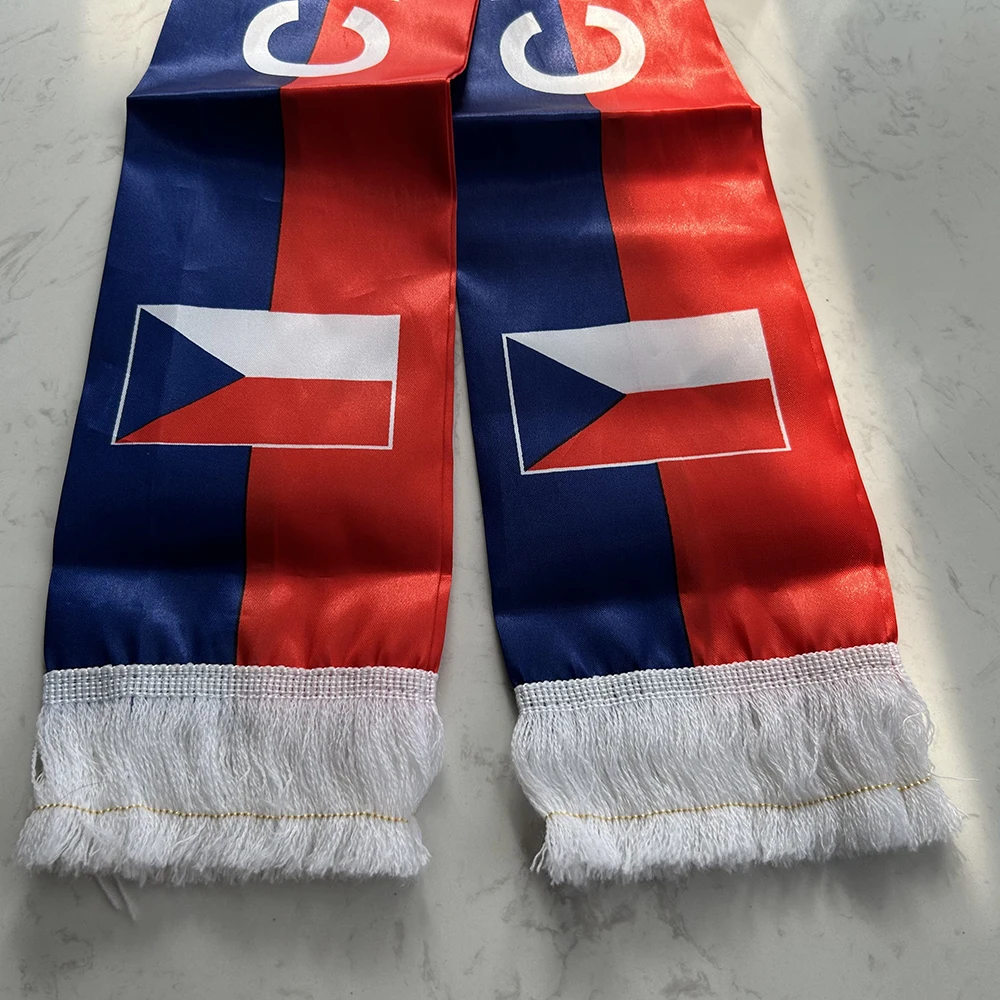 Bufanda bandera checa satén doble cara con flecos - imagen 4