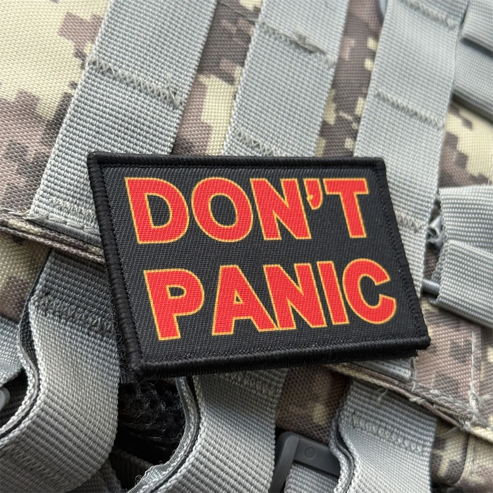 Parche "DON'T PANIC" – Insignia moral táctica MOLLE para ropa ripstop