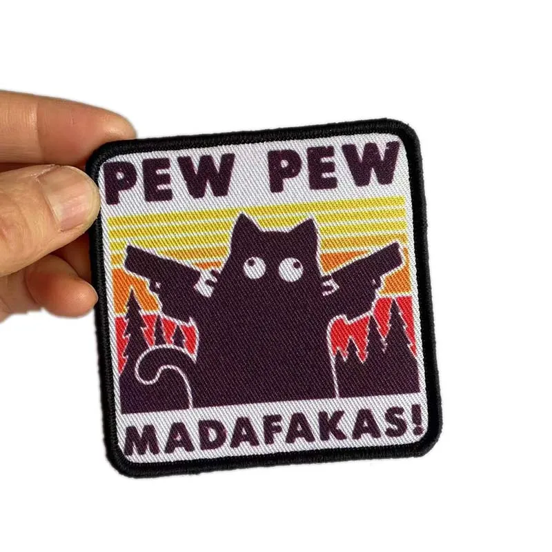 Parche bordado táctico de gato divertido para mochila y gorra - imagen 2