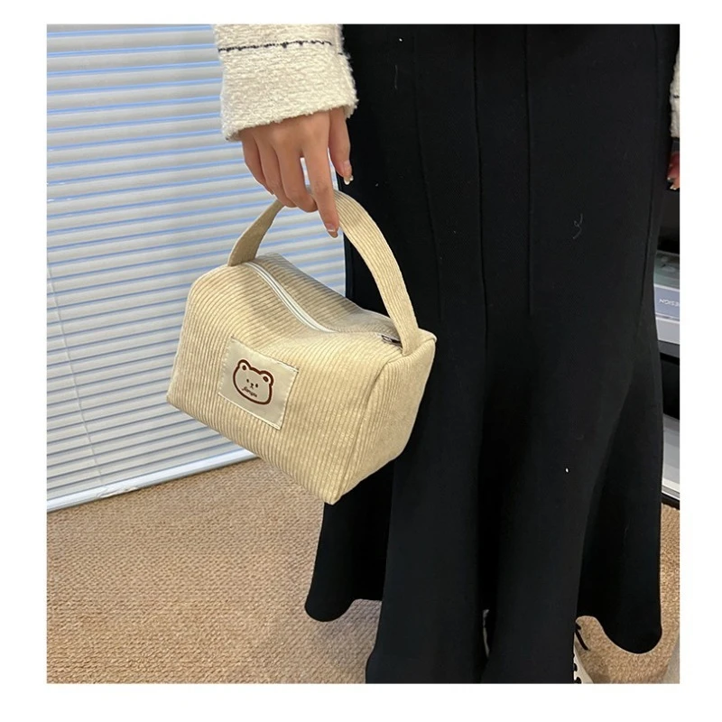 Bolsa de cosméticos gran capacidad con ribete pana para mujer - imagen 5