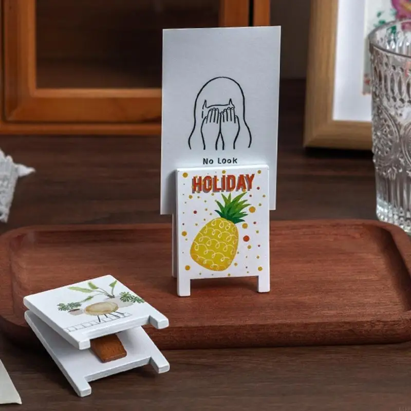 Soporte clip papel madera – organizador de notas y fotos escritorio - imagen 3