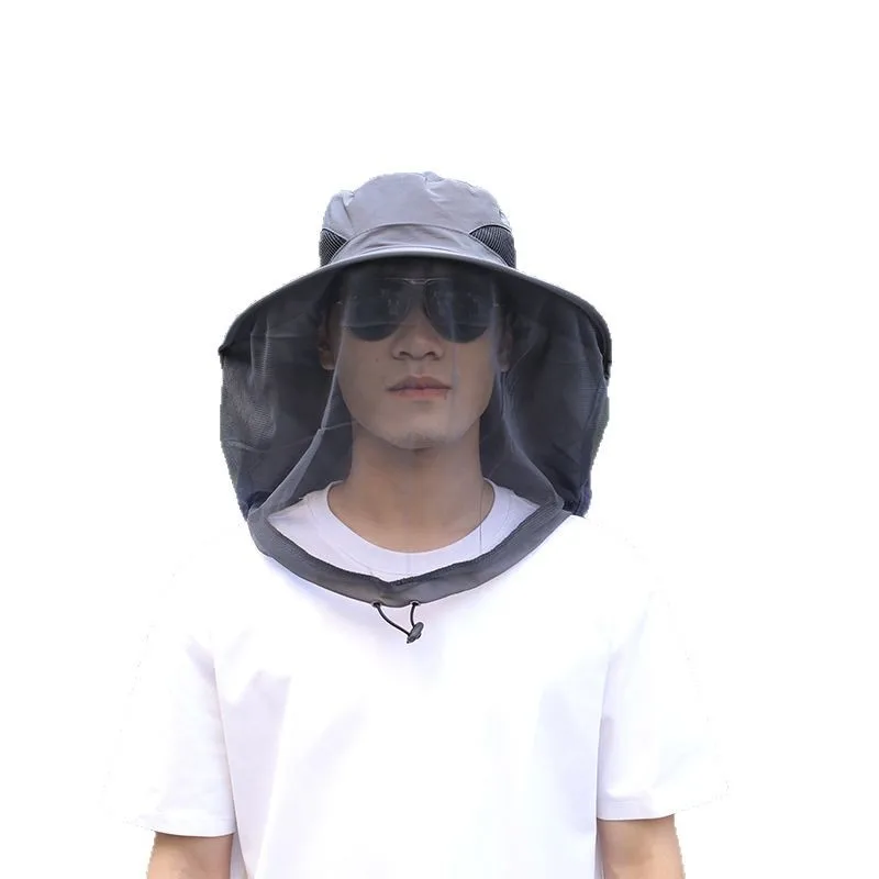 Sombrero táctico antimosquitos UV con malla plegable para pesca