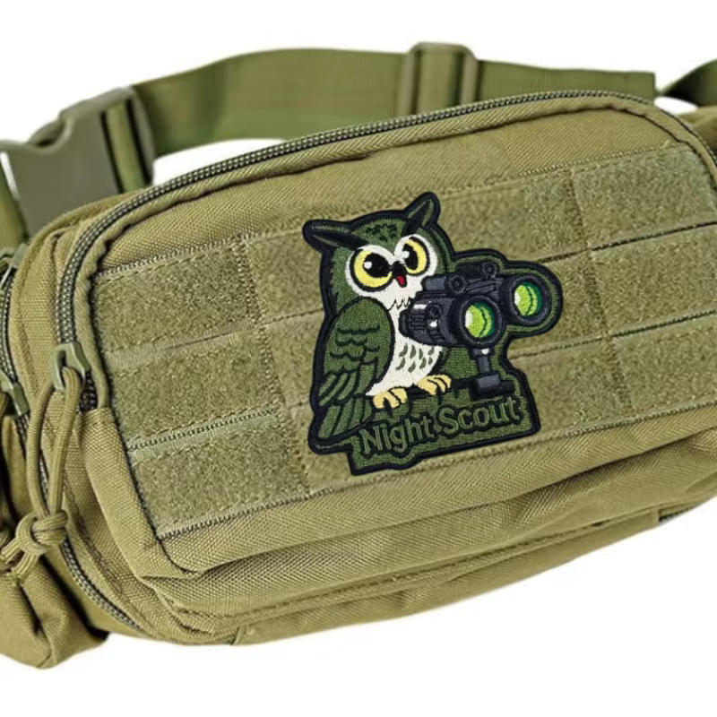 Parche táctico bordado búho nocturno con velcro para chaleco - imagen 5