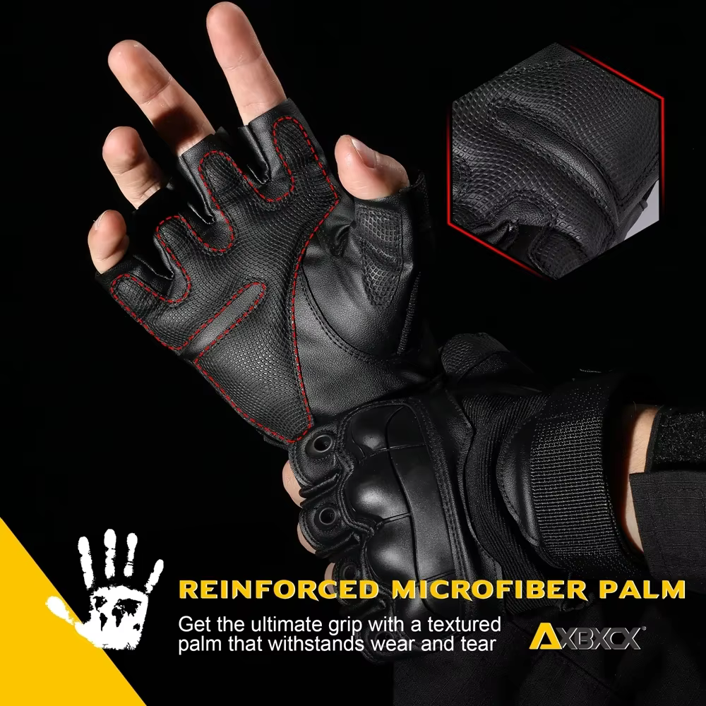Guantes tácticos medio dedo antideslizantes PU – Caza y outdoor - imagen 5