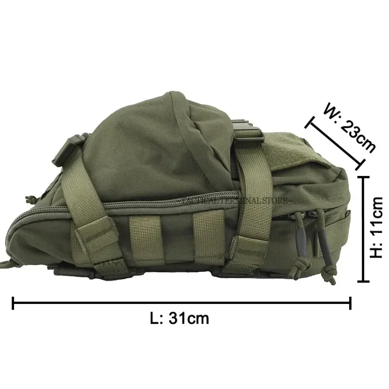 Mochila táctica MOLLE con hidratación y portaplaca, panel trasero