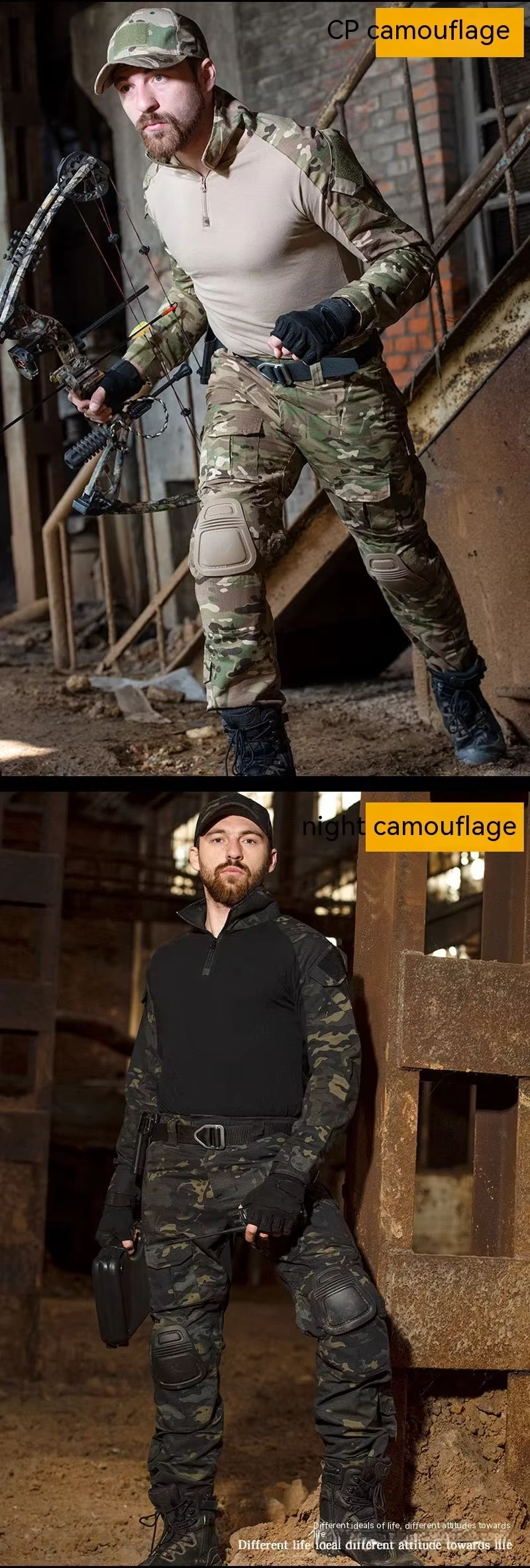 Vista trasera del traje de camuflaje