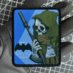 Skull Warrior parche táctico impreso para mochila con gancho y bucle