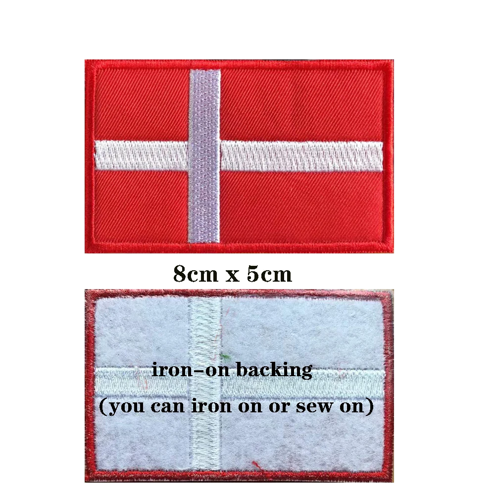 Parche bordado bandera de Dinamarca - Emblema militar para coser - imagen 2