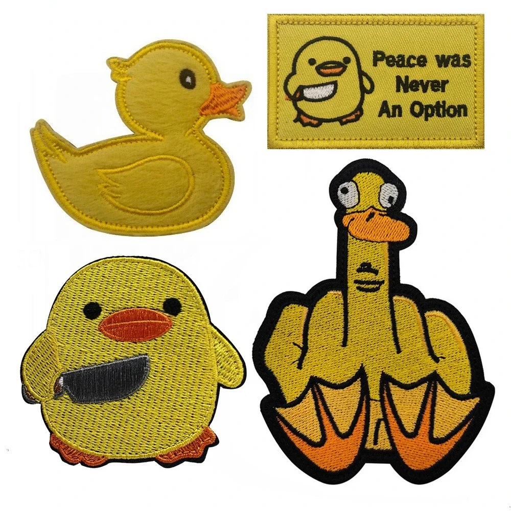 Parche táctico Velcro bordado pato amarillo pequeño para mochila - imagen 4