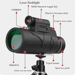Krachtige Monocular de zoom HD con trípode y clip para móvil