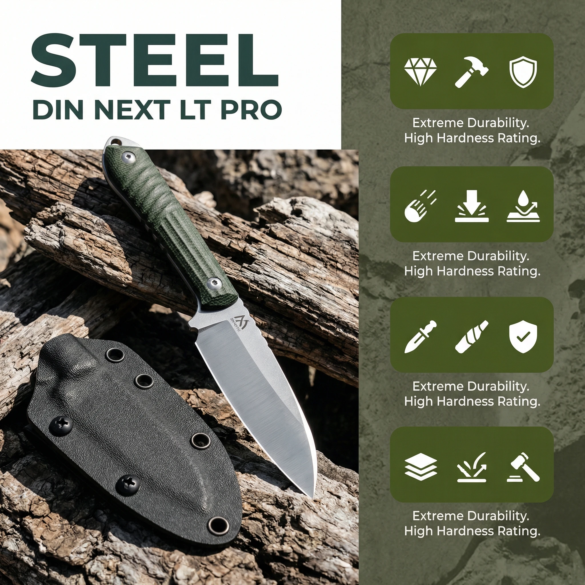 Cuchillo fijo táctico de acero alta calidad para emergencia y camping - imagen 3