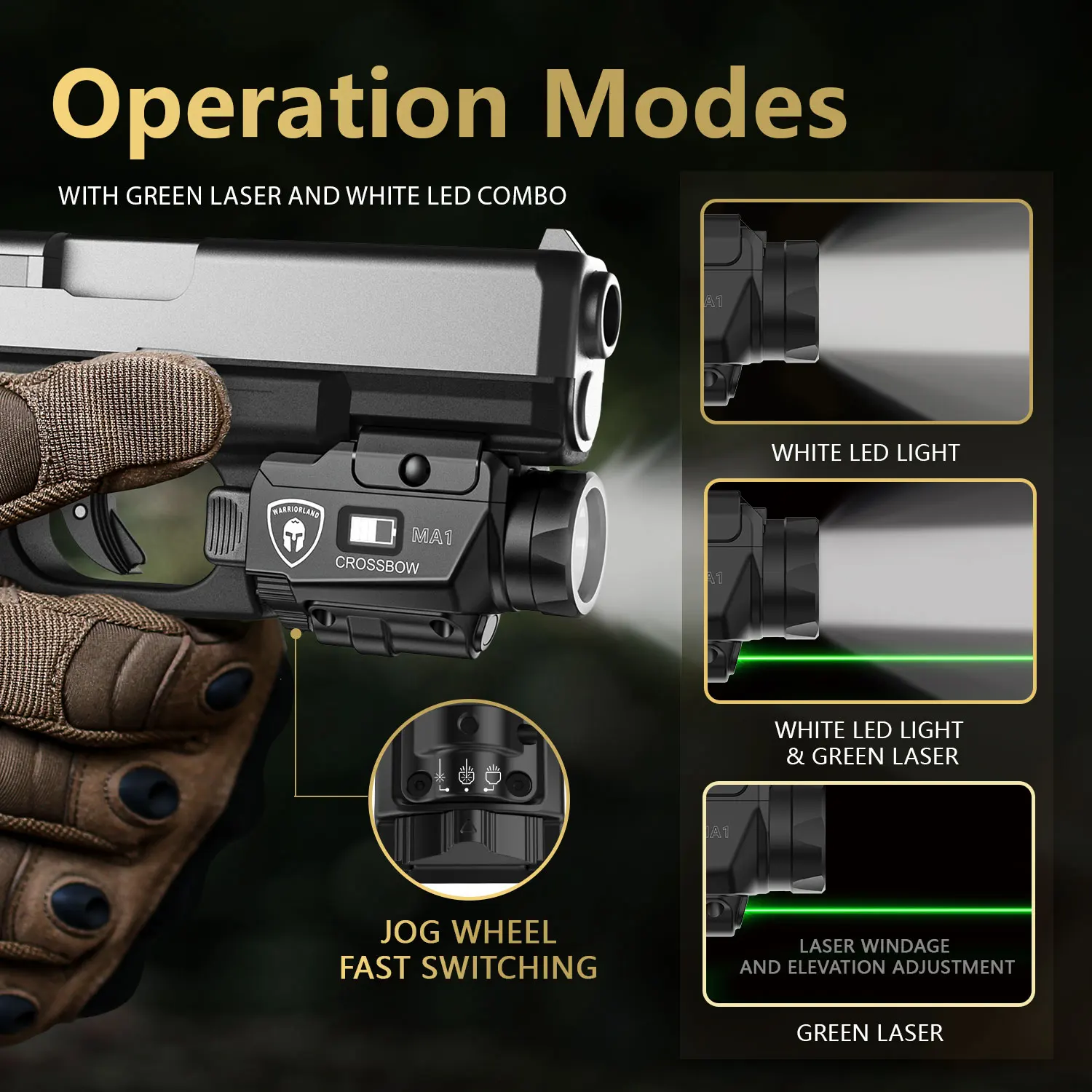 Luz táctica LED universal para fundas KYDEX Glock: blanco y verde - imagen 4