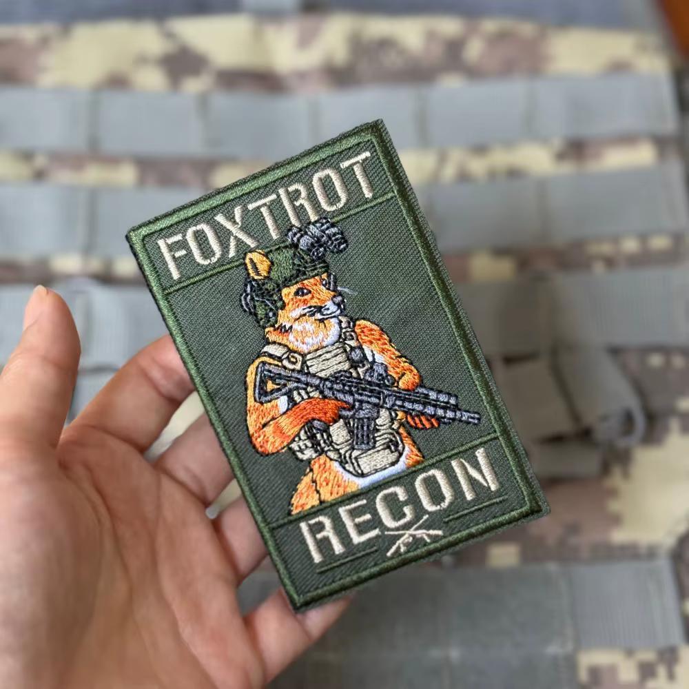 Parche táctico FOX TROT RECON bordado velcro para mochila militar - imagen 3