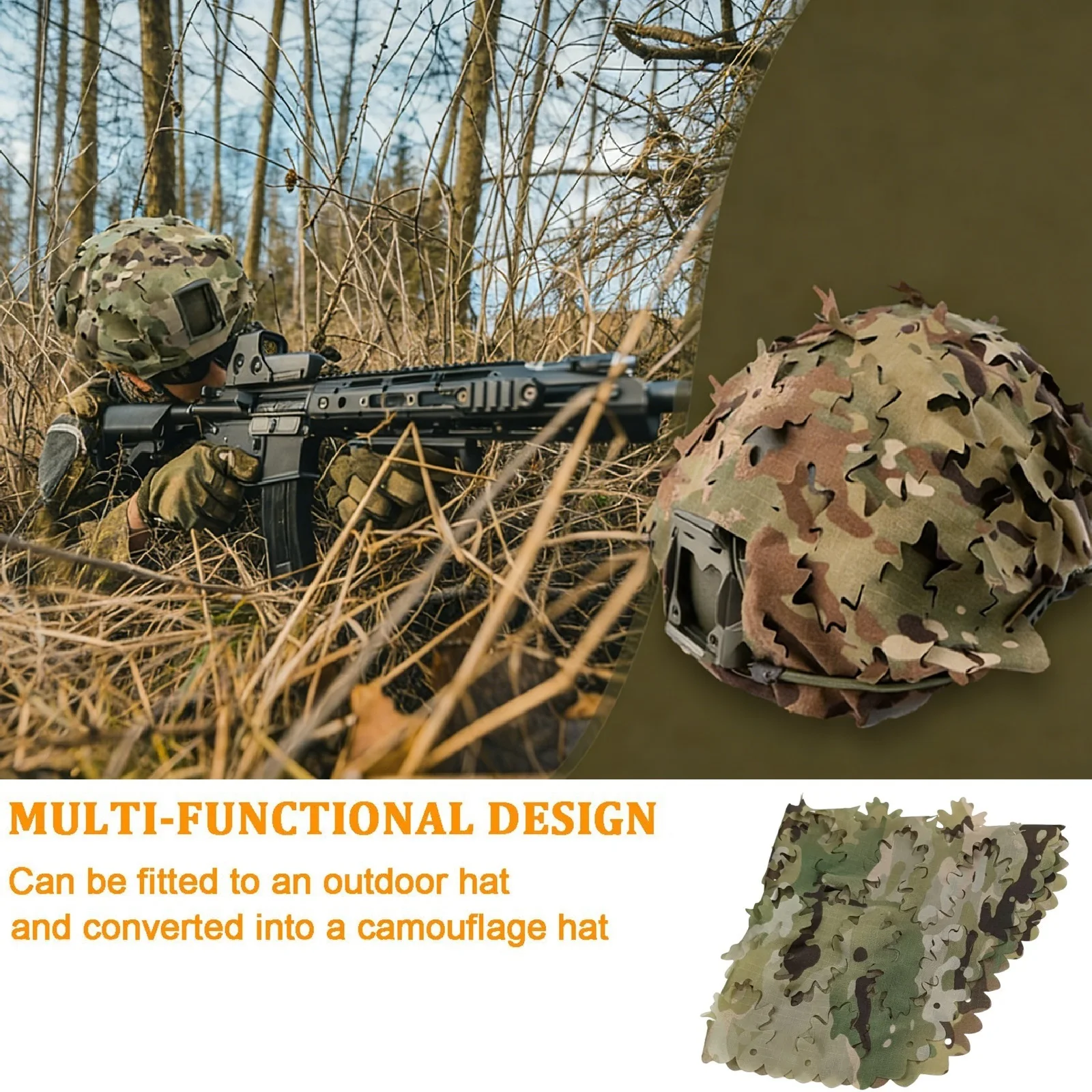 Funda táctica para casco malla transpirable y camuflaje ajustable - imagen 5