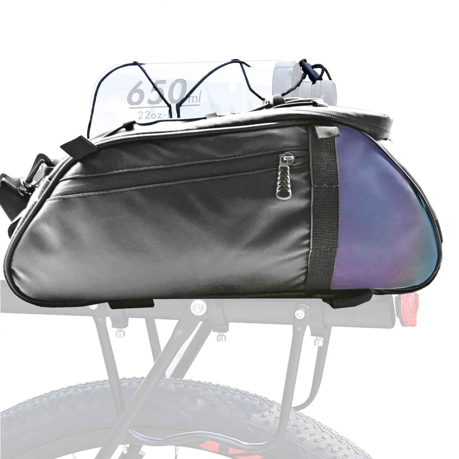 Alforja para sillín con reflector, bolsa transporte bicicleta - imagen 3