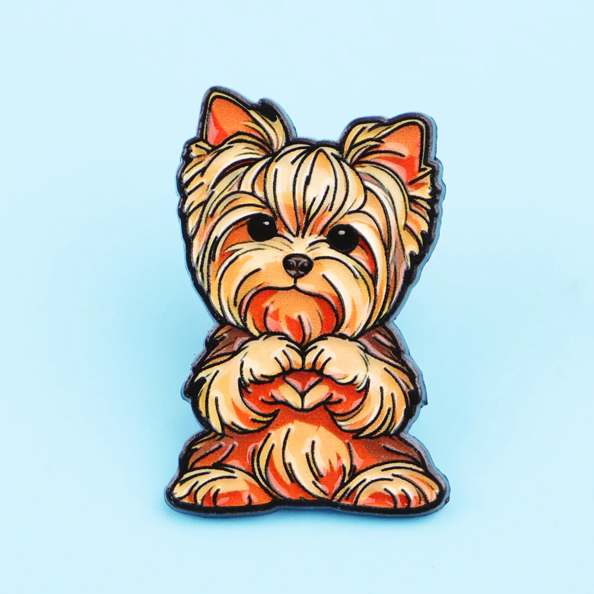 Pin de esmalte con diseño de perro frontal