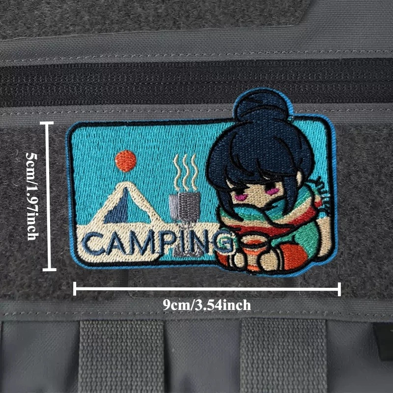 Parche bordado Chica Anime – Insignia táctica con gancho para mochila