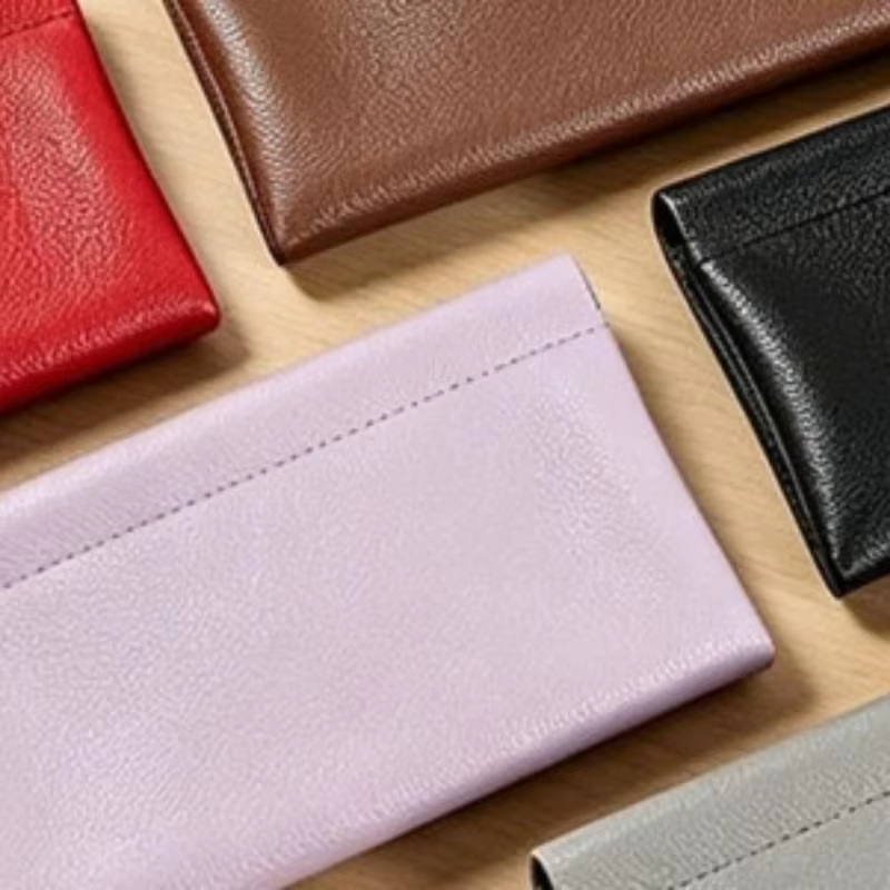 Cartera de cuero grande con diseño lichi portátil para efectivo - imagen 3