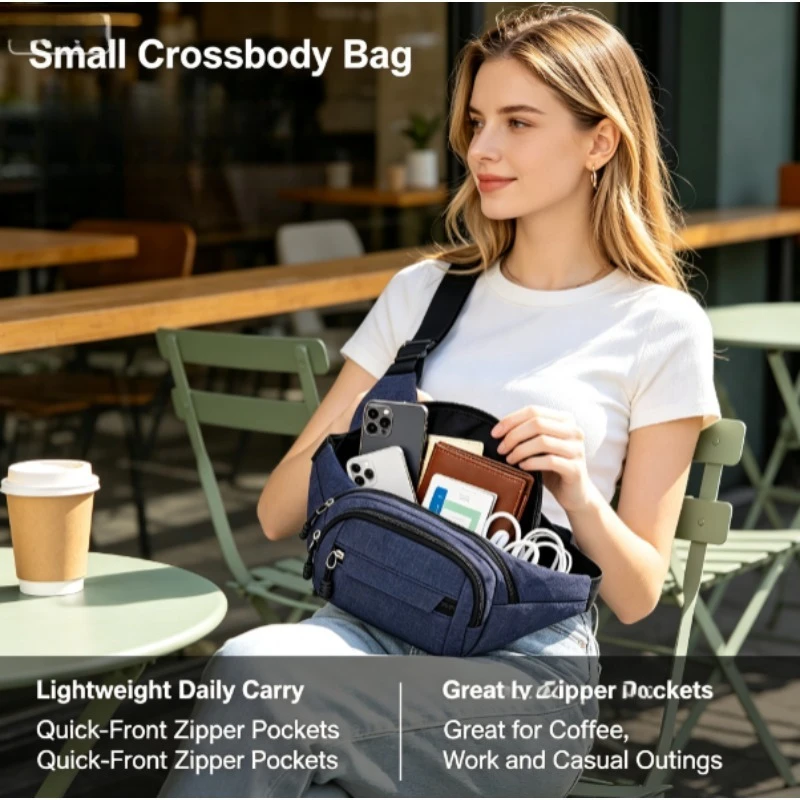 Riñonera de lona táctica hombre, bolso cruzado para senderismo - imagen 5