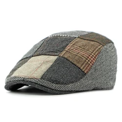 Gorra Newsboy Cuadros Hombre – Boina Twill Espiga con Parches