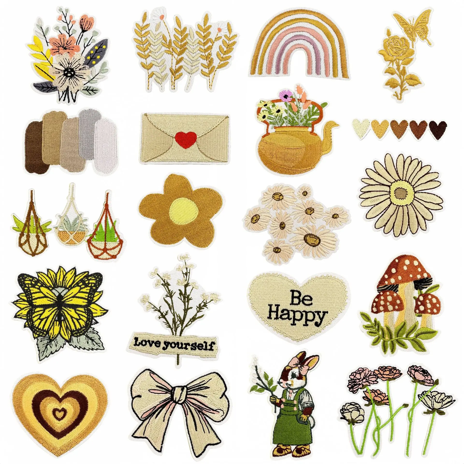 Parche bordado bohemio flores ramo claro decorativo para hogar - imagen 4