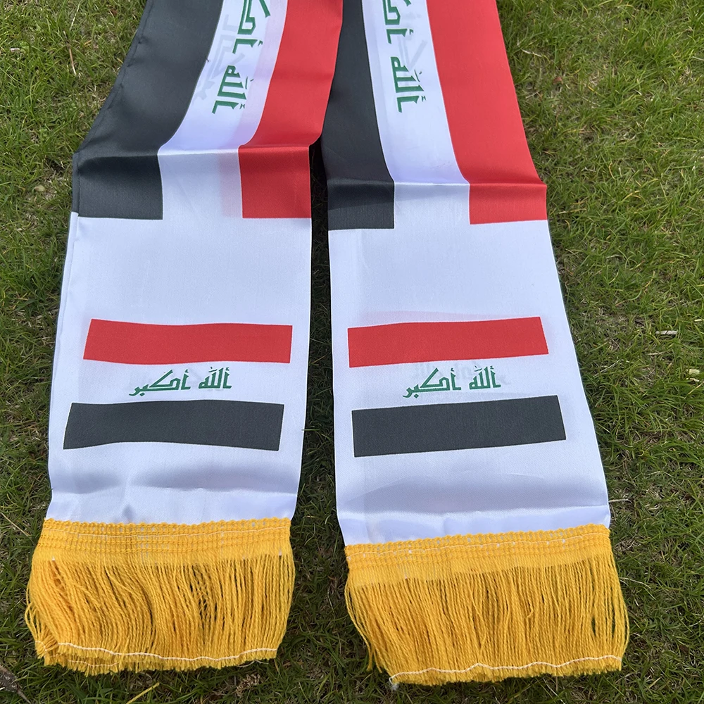 Bufanda satén bandera de Irak a doble cara con borlas - imagen 3