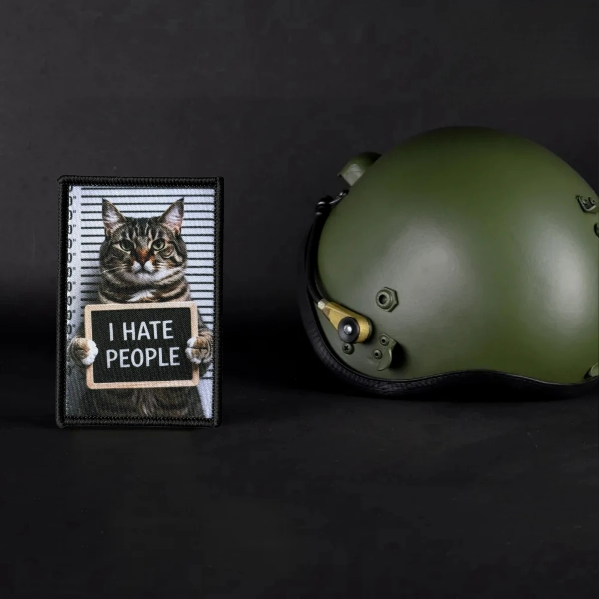 Parche táctico gato 'I Hate People' para mochila con gancho y bucle