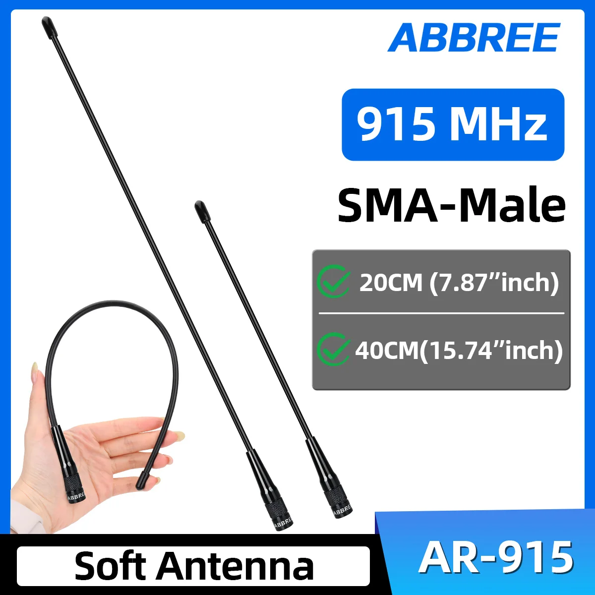 ABBREE Antena LoRa omnidireccional externa SMA macho flexible