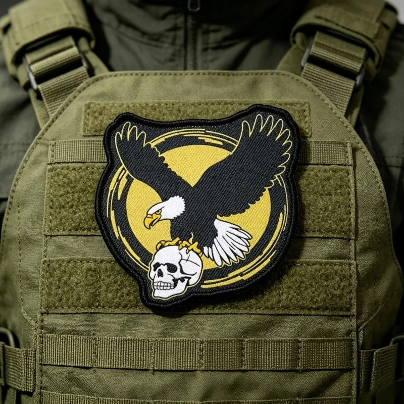 Parche táctico con velcro cráneo y águila militar - imagen 5