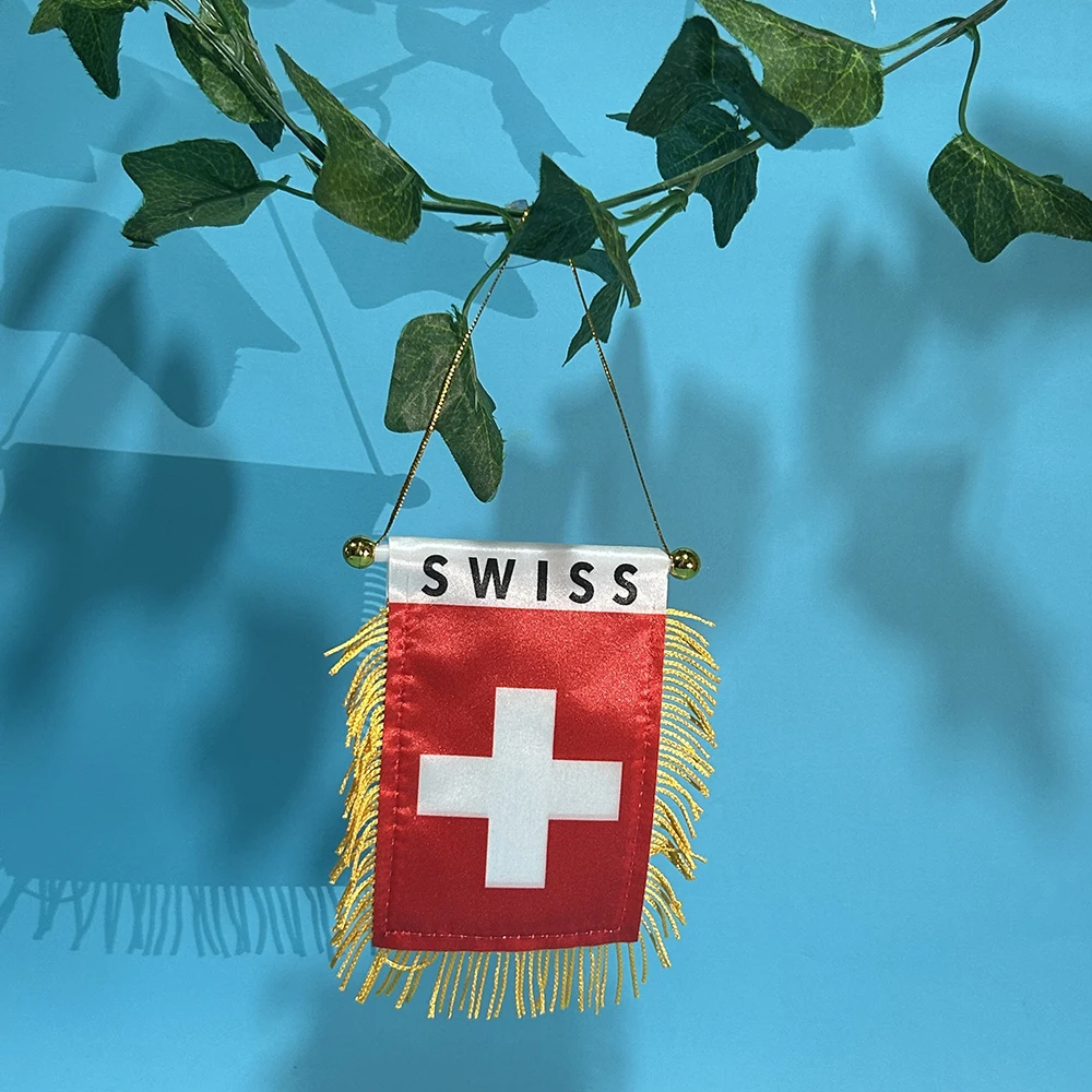 Bandera mini suiza para ventana de coche con impresión doble cara