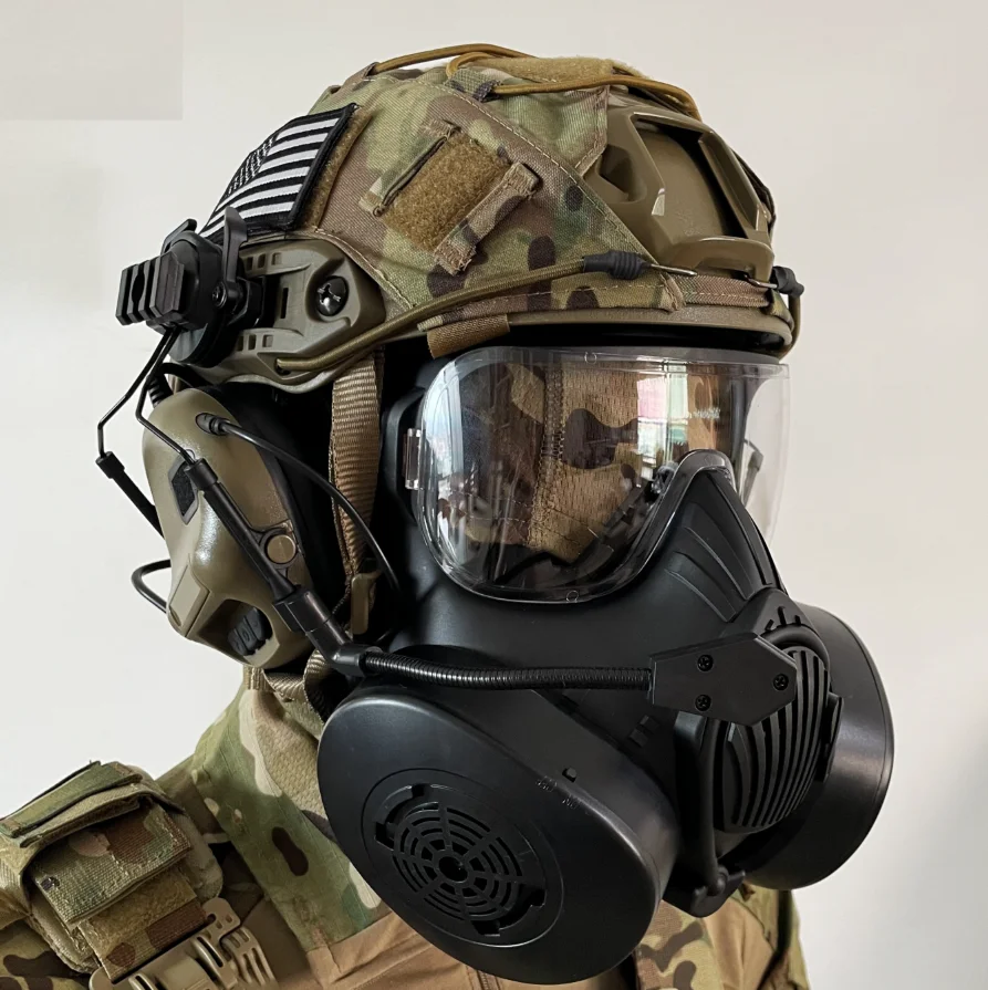 Juego de casco táctico y máscara antigás con visor nocturno - imagen 2