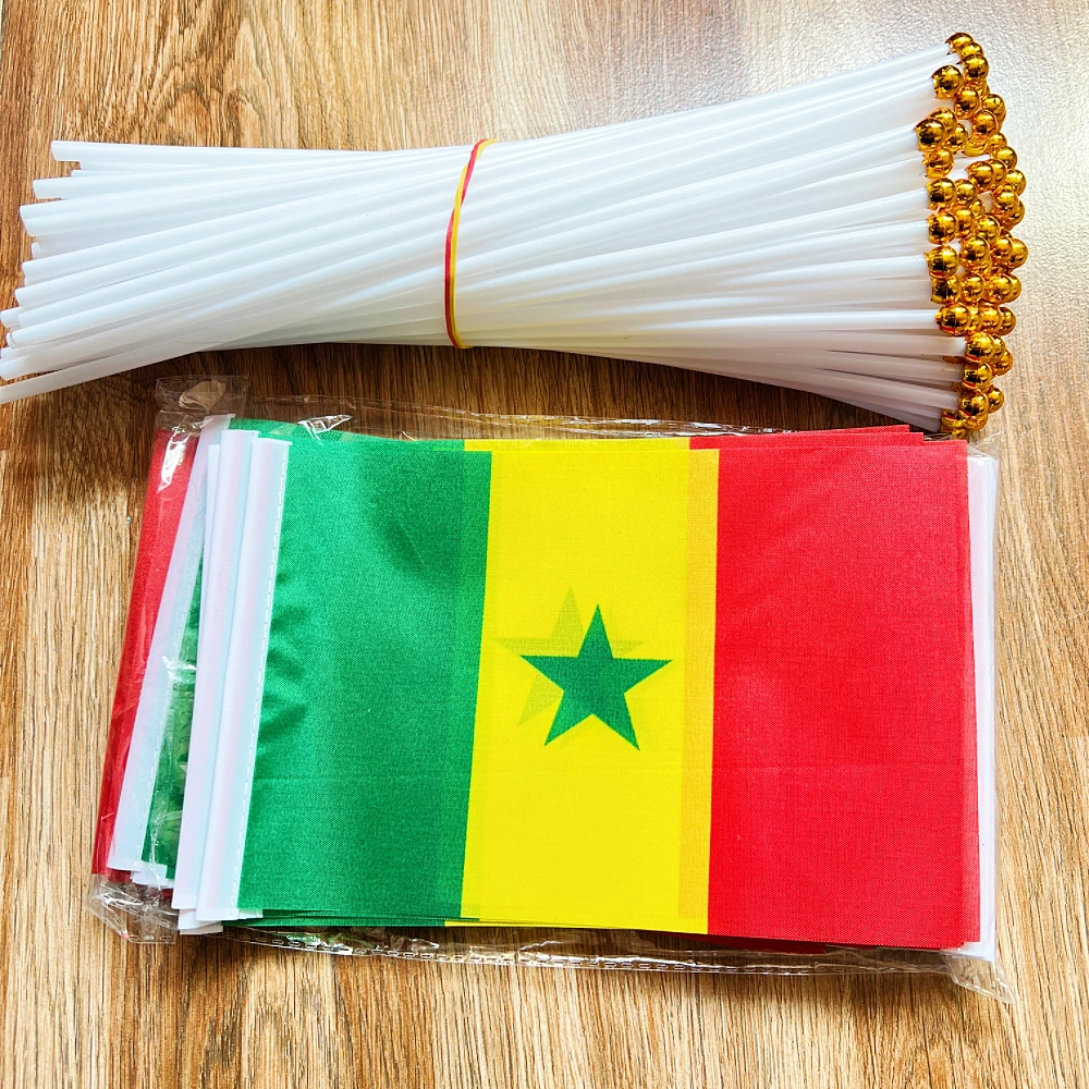 Bandera de mano Senegal pequeña en poliéster con asta plástica - imagen 4