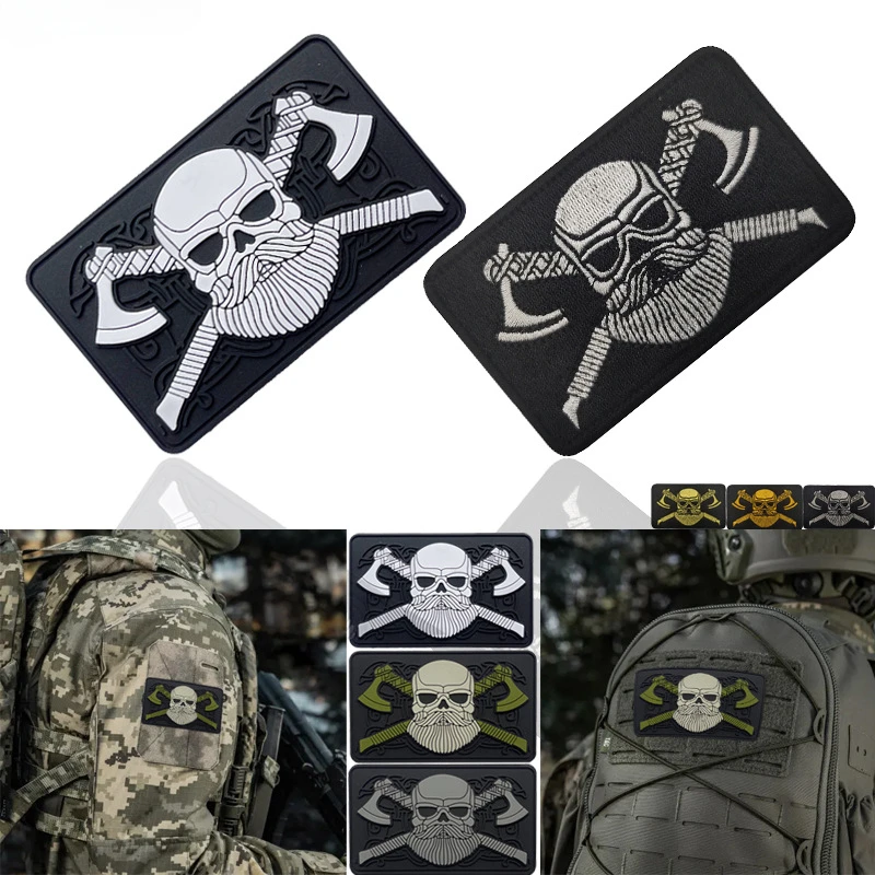 Parche Morale Patch Vikingo con Velcro PVC para Equipamiento Táctico