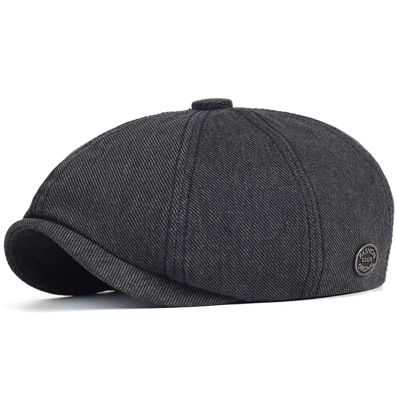 Gorra octogonal unisex de algodón liso estilo Gatsby