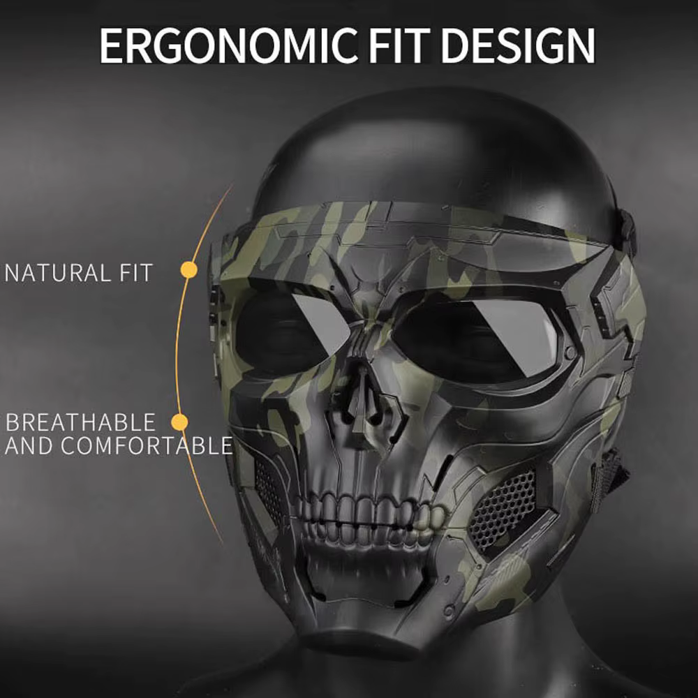 Máscara táctica calavera protectora facial completa airsoft anti-viento - imagen 5