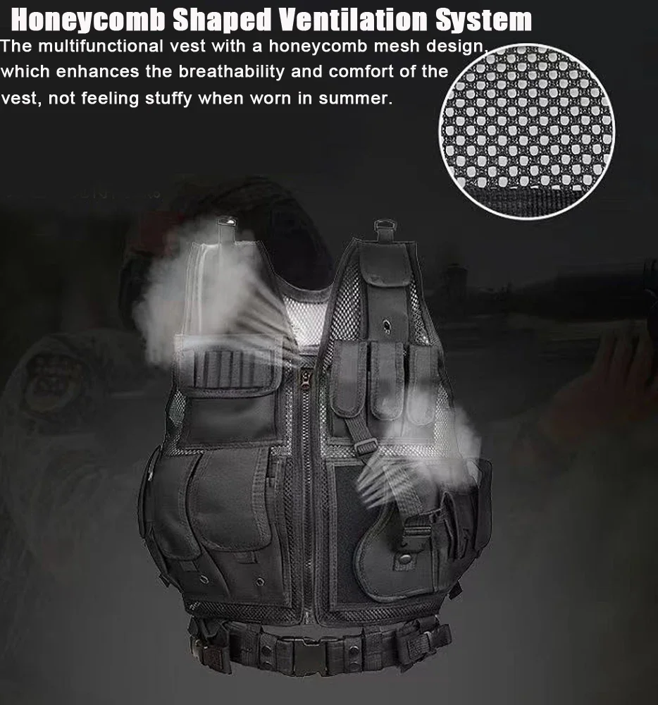 Chaleco táctico SWAT multibolsillos para airsoft y entrenamiento - imagen 4