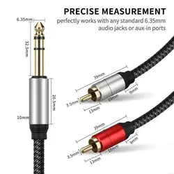 Cable divisor TRS 6,35mm estéreo a 2 RCA macho