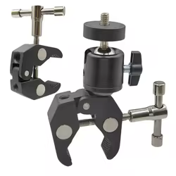 Soporte cámara Super Clamp 360° con rótula esférica y pinza MOLLE para trípode táctico