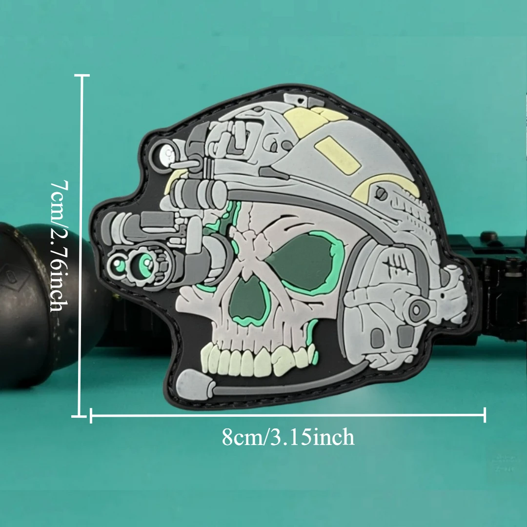 Parche táctico PVC 3D calavera cazador con velcro – Chevron - imagen 3