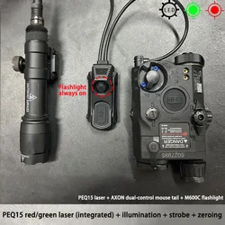 PEQ-15 Linterna táctica con láser rojo y verde LED estroboscópico
